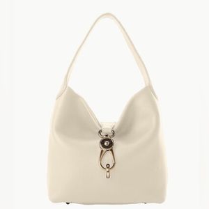 EUC - Dooney & Burke Pebble Grain Small Logo Lock Sac - off white